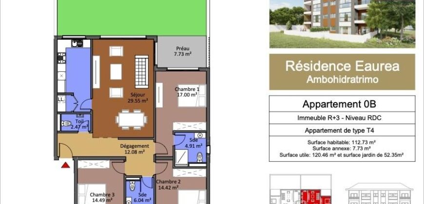 Vente appartements de standing neufs type F4 avec vue sur le lac à Mandriambero