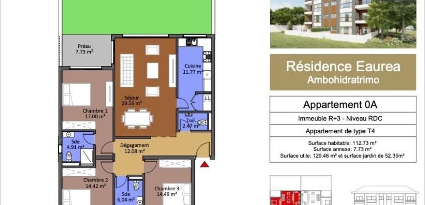 Vente appartements de standing neufs type F4 avec vue sur le lac à Mandriambero